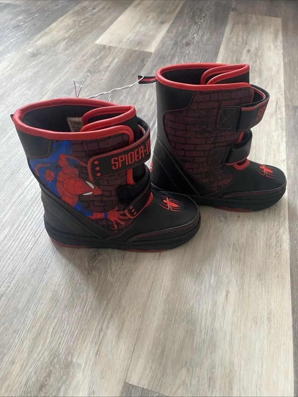 Marvel Boys Spider-Man Light-Up Hook & Loop Winter Boots Red/Black Size 7